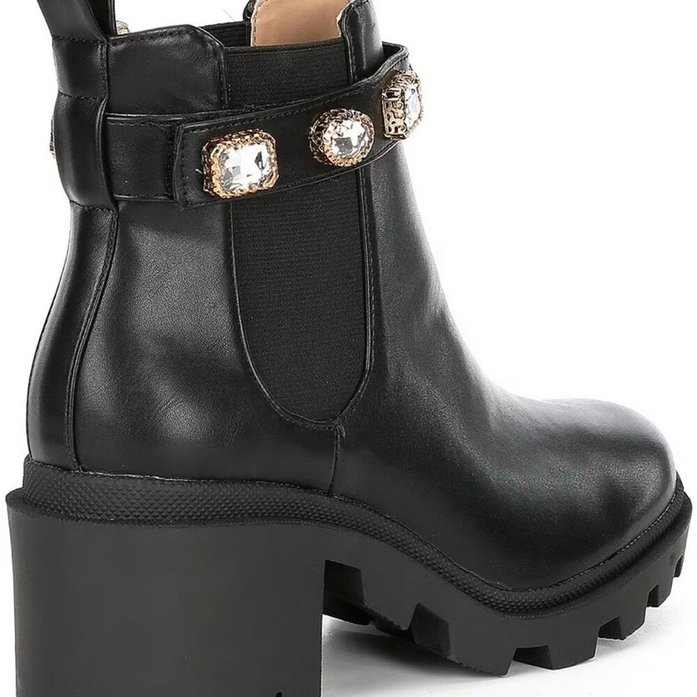 Steve Madden Amulet Jewel Lug Sole Chunky Block Heel Combat Platform Booties - Picture 5 of 7